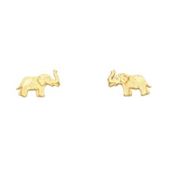 14K Gold Elephant Stud Earrings